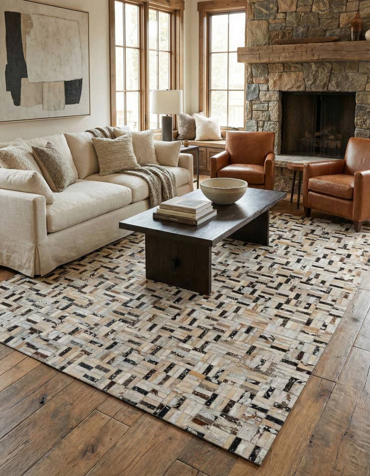 Detail image of  4' 11 x 7' 11 Cowhide - Patchwork Rug