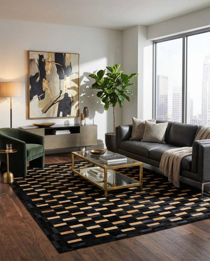 Detail image of 8' 1 x 9' 10 Cowhide - Patchwork Rug