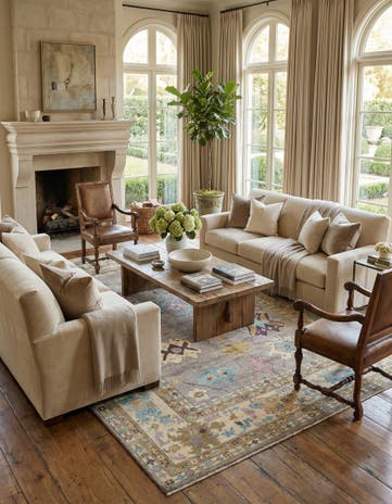 9' 1 x 11' 11 Hand Knotted Oushak Rug