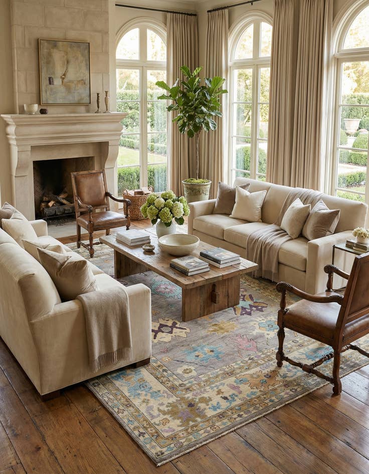 Detail image of 9' 1 x 11' 11  Hand Knotted Oushak Rug