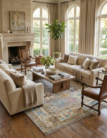 9' 1 x 11' 11 Hand Knotted Oushak Rug
