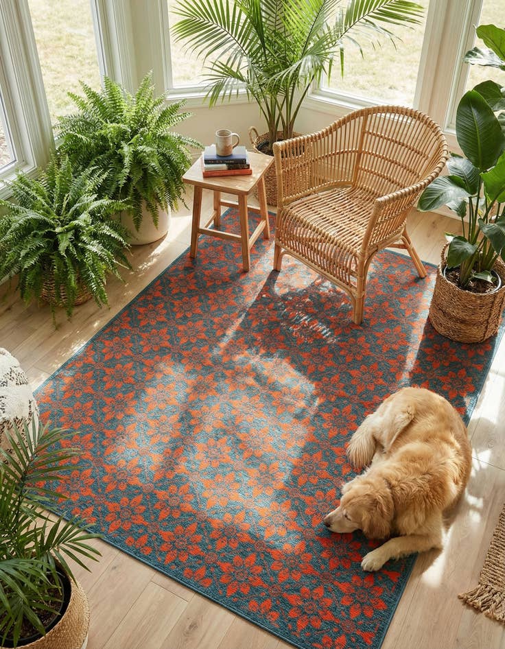 Detail image of 7' 10 x 10'  Washable Trellis Indoor / Outdoor Rug