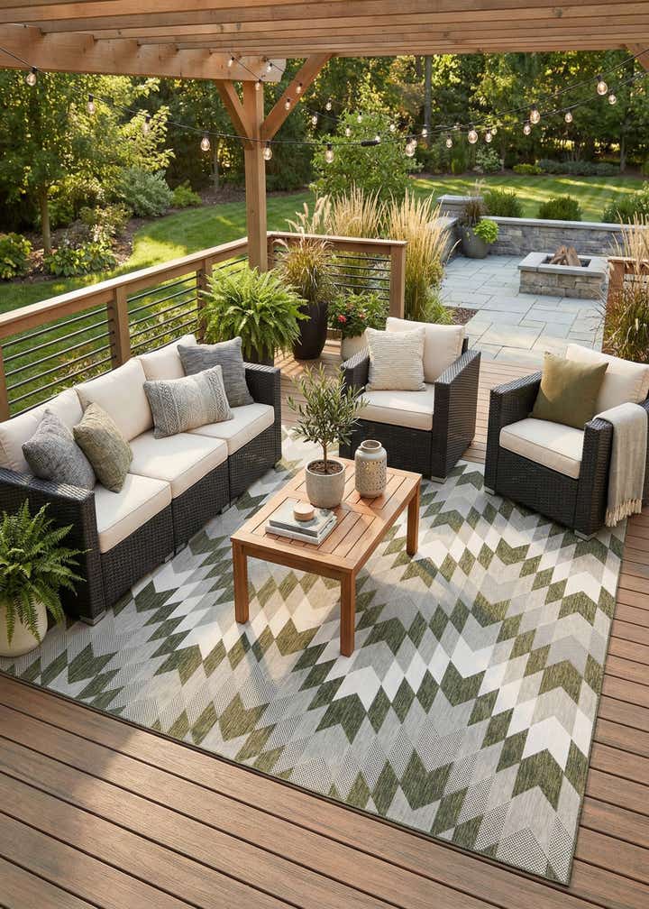 12' x 12' Easy-Clean Modern Indoor / Outdoor Square Rug