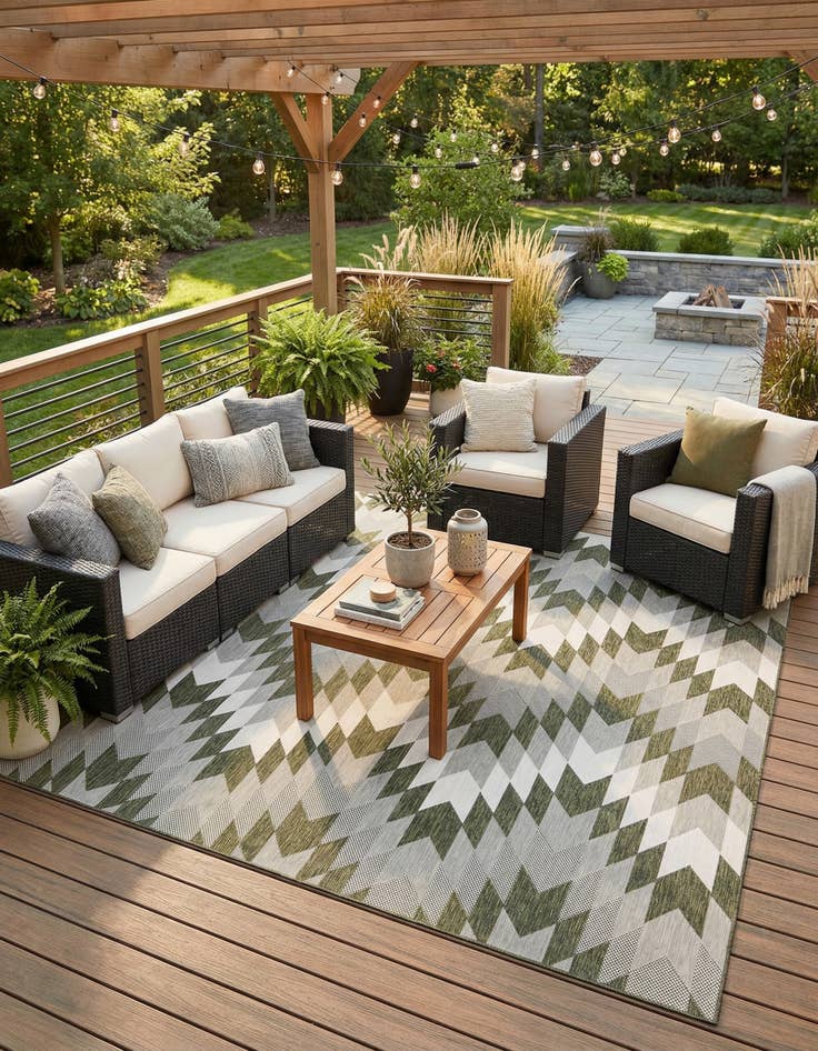 Detail image of 12' x 12'  Washable Modern Indoor / Outdoor Square Rug