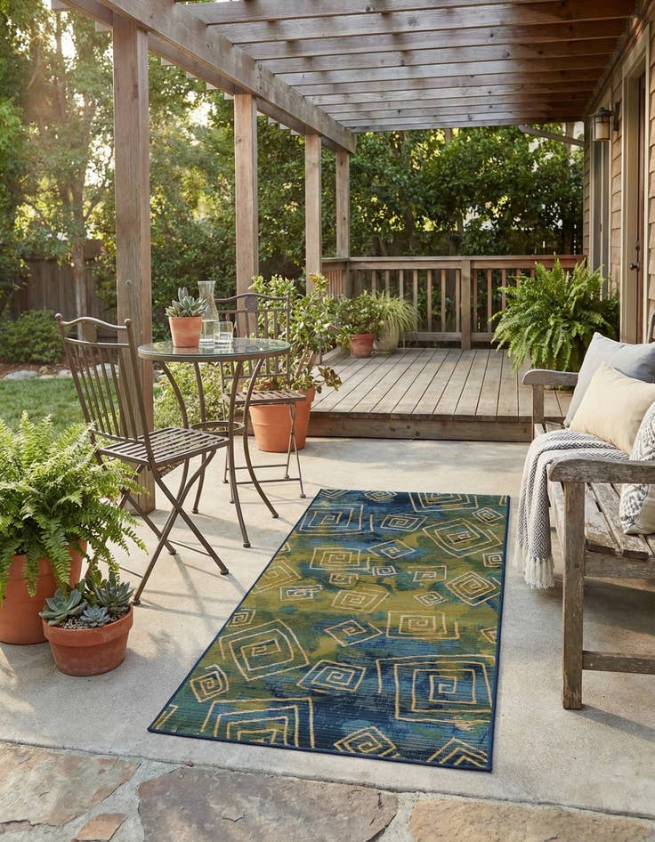 Detail image of 2' 7 x 5' 3  Washable Modern Indoor / Outdoor Runner Rug