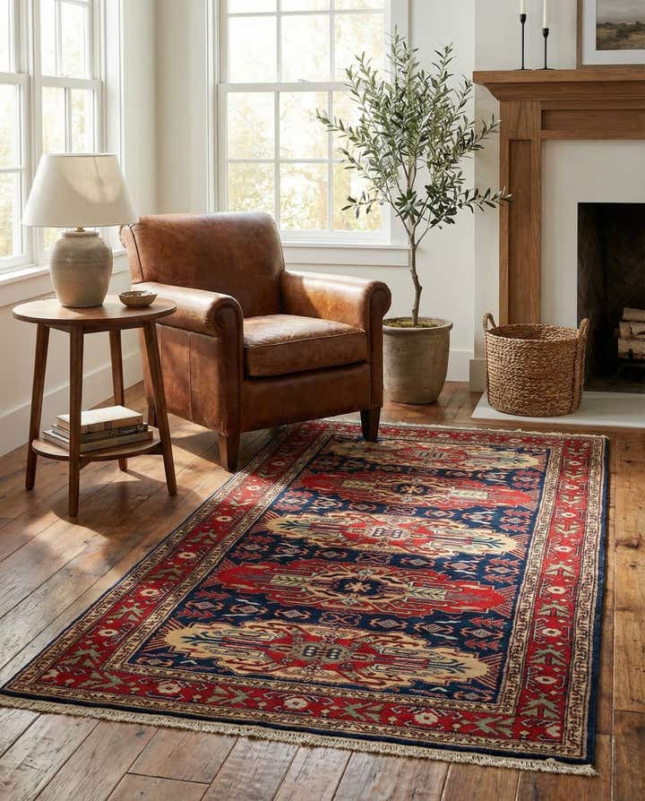 3' 11 x 7' 5 Hand Knotted Kazak Wool Rug