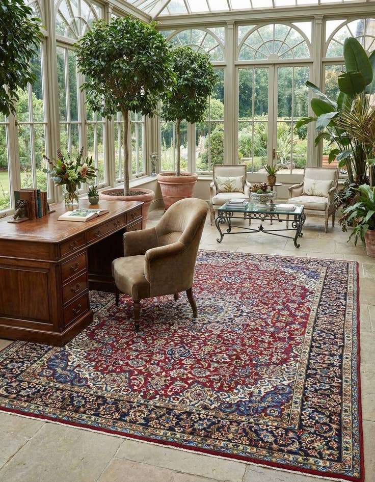 Detail image of 9' 8 x 12' 9  Hand Knotted Isfahan Persian Wool Rug