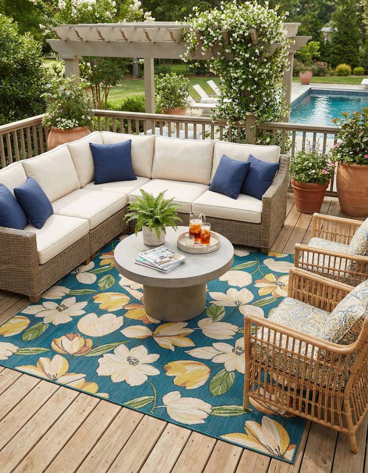 Detail image of  10' x 10'  Washable Baja Indoor / Outdoor Square Rug