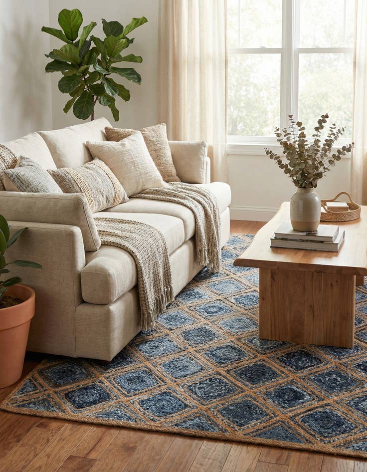 Detail image of  6' 1 x 9'  Hand Braided Jute Rug