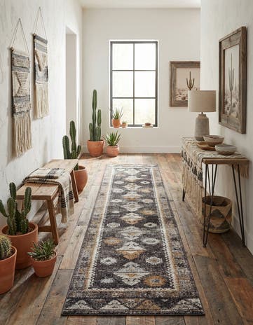 Charcoal Gray Eco Southwestern Runner Rug