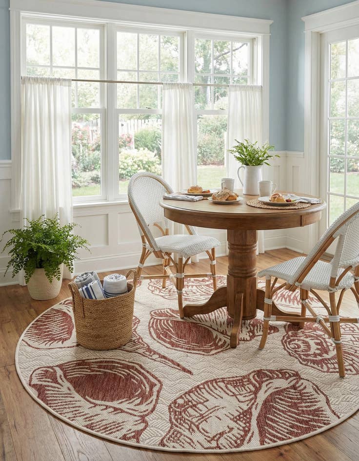 Detail image of  5' 3 x 5' 3  Washable Coastal Indoor / Outdoor Round Rug