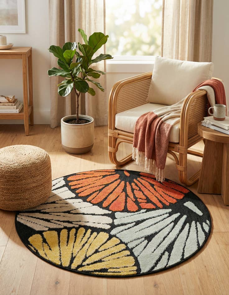 Detail image of  3' x 3'  Washable Casablanca Indoor / Outdoor Round Rug