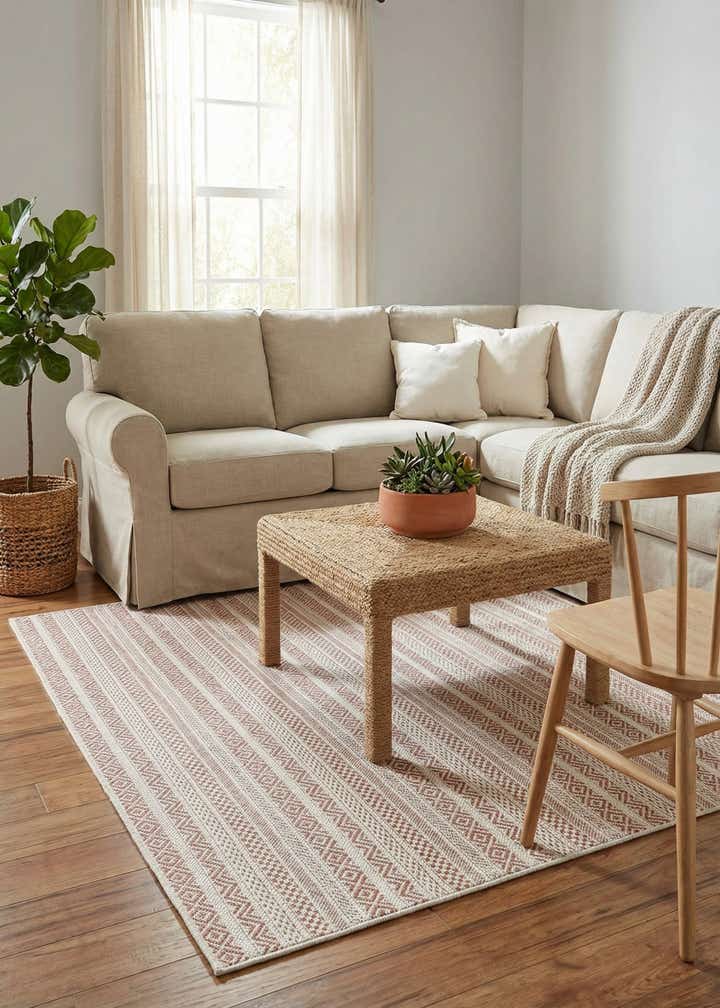 5' 3 x 8' Easy-Clean Striped Indoor / Outdoor Rug