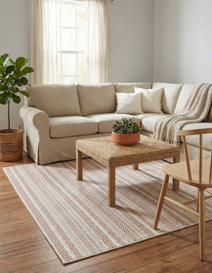 Detail image of 5' 3 x 8'  Washable Striped Indoor / Outdoor Rug