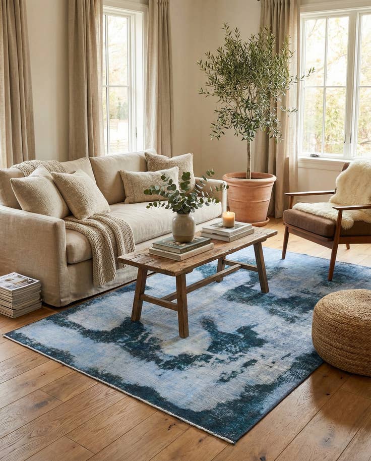 Detail image of 4' 6 x 6' 6 Hand Knotted Ultra Vintage Persian Wool Rug