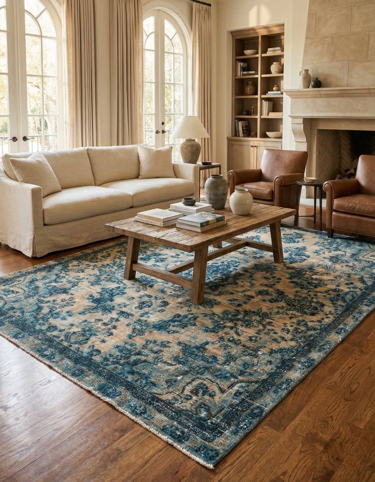 Detail image of 6' 4 x 8' 2  Hand Knotted Ultra Vintage Persian Wool Rug