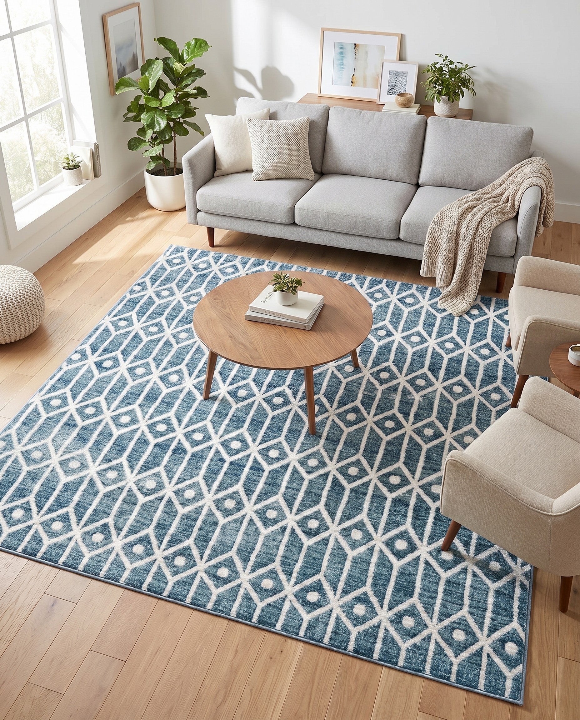 7' x 7' Lattice Trellis Square Rug