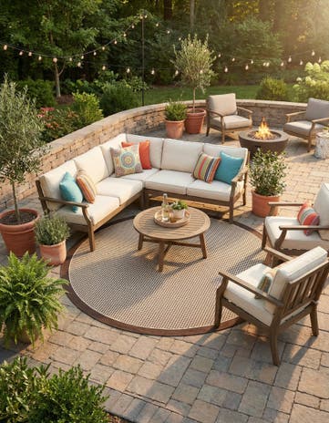 7' 10 x 7' 10 Easy-Clean Border Indoor / Outdoor Round Rug