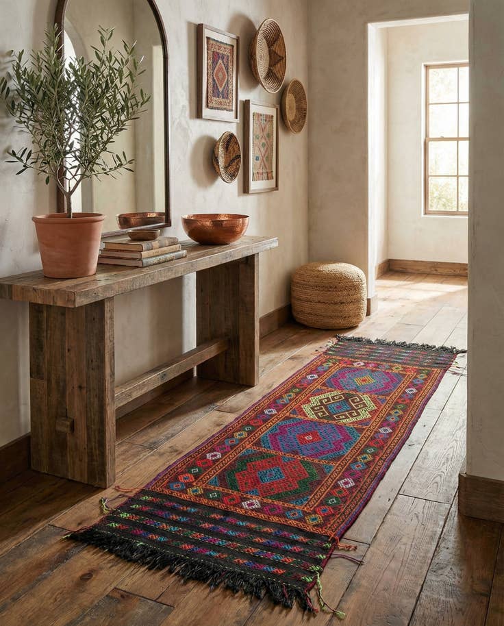 Detail image of 1' 10 x 6' 8 Hand Knotted Kilim Fars Persian Wool Runner Rug