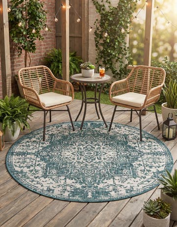 4' x 4' Easy-Clean Jill Zarin Dubai Indoor / Outdoor Round Rug