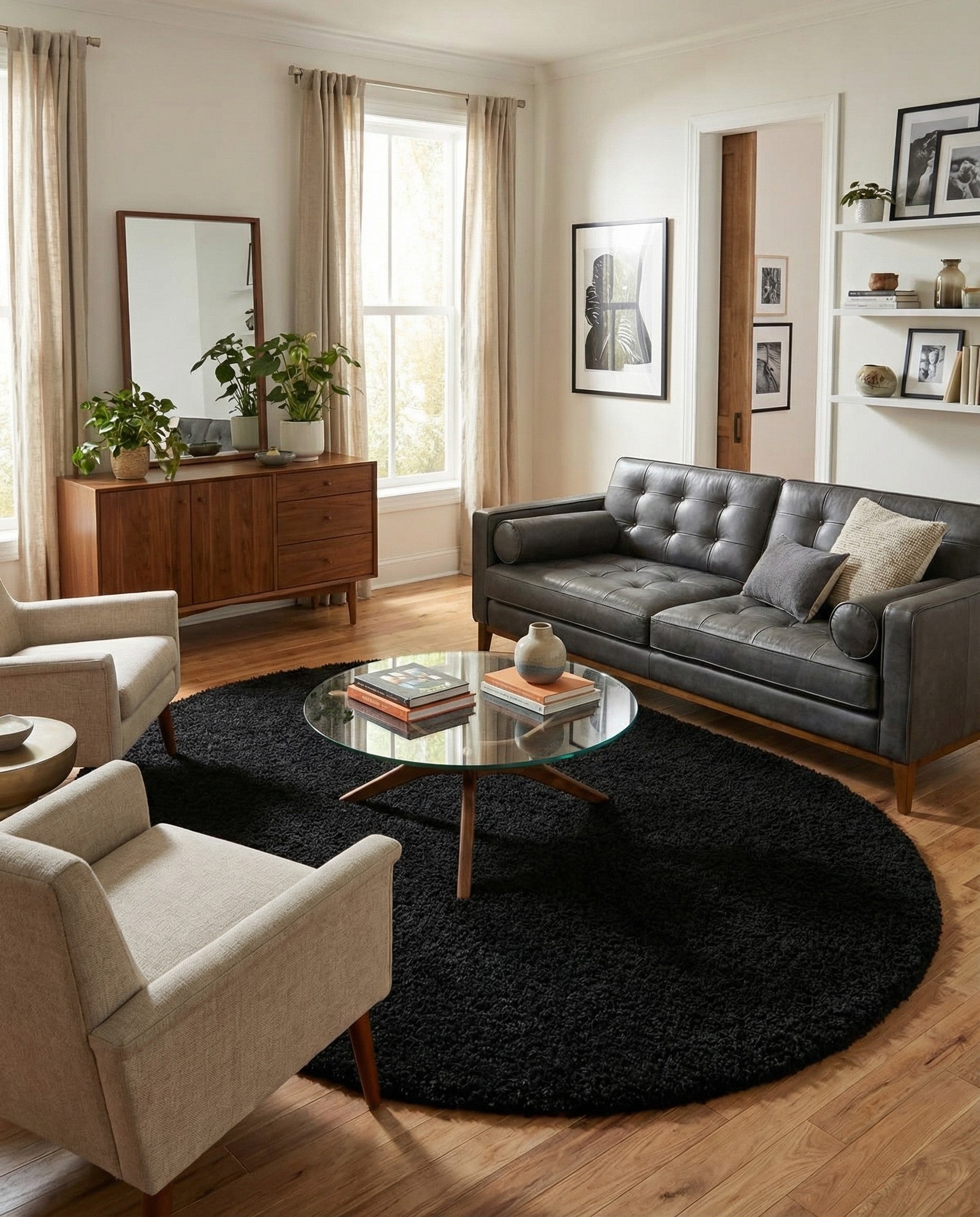  7' 10 x 10' Solid Shag Oval Rug