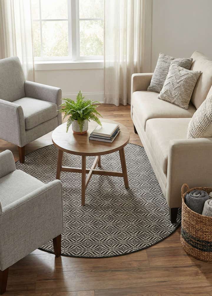 6' x 6' Easy-Clean Trellis Indoor / Outdoor Round Rug