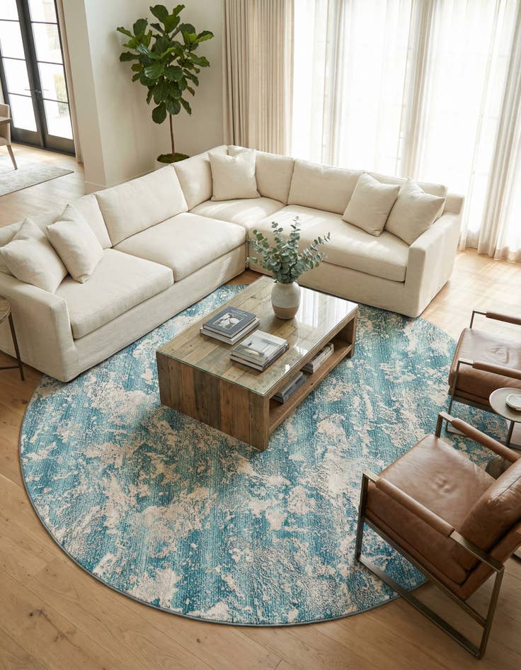 Detail image of 10' x 10' Easy-Clean Modern Indoor / Outdoor Round Rug