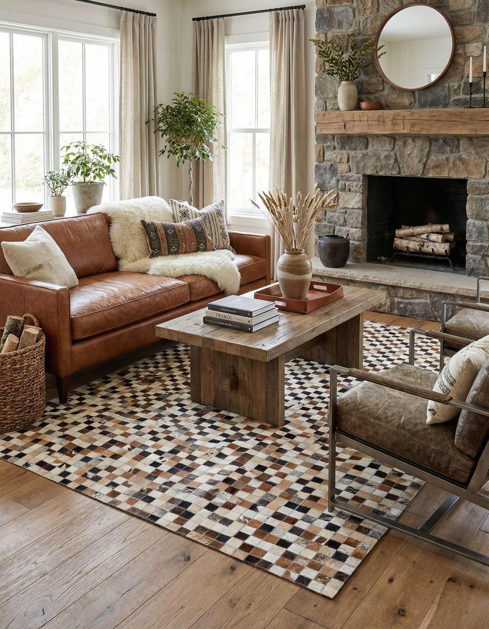 5' x 7' 11 Cowhide Stocks Rug