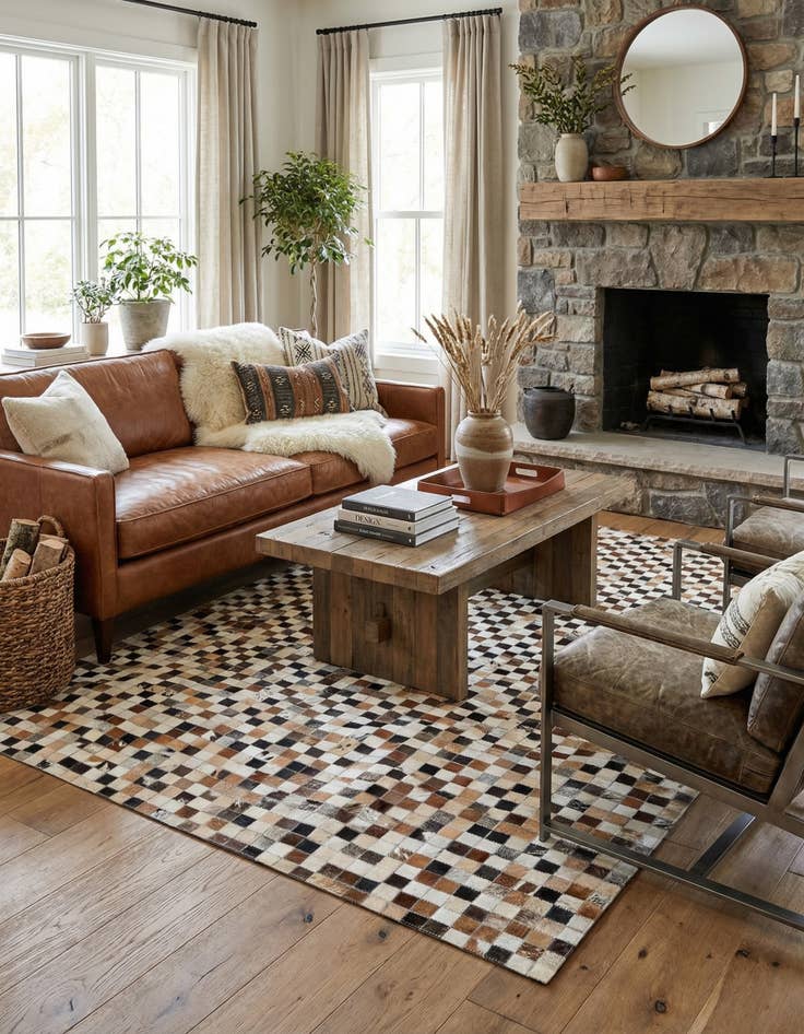 Detail image of 5' x 7' 11 Cowhide Stocks Rug