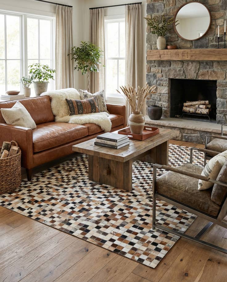 Detail image of 5' x 7' 11 Cowhide Stocks Rug