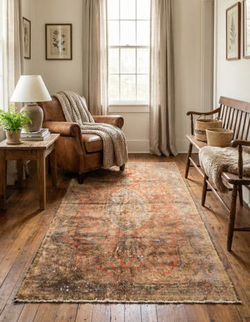 2' 9 x 5' 10 Hand Knotted Ultra Vintage Persian Wool Runner Rug