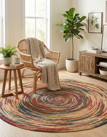 6' 1 x 6' 1 Handmade Braided Jute Round Rug