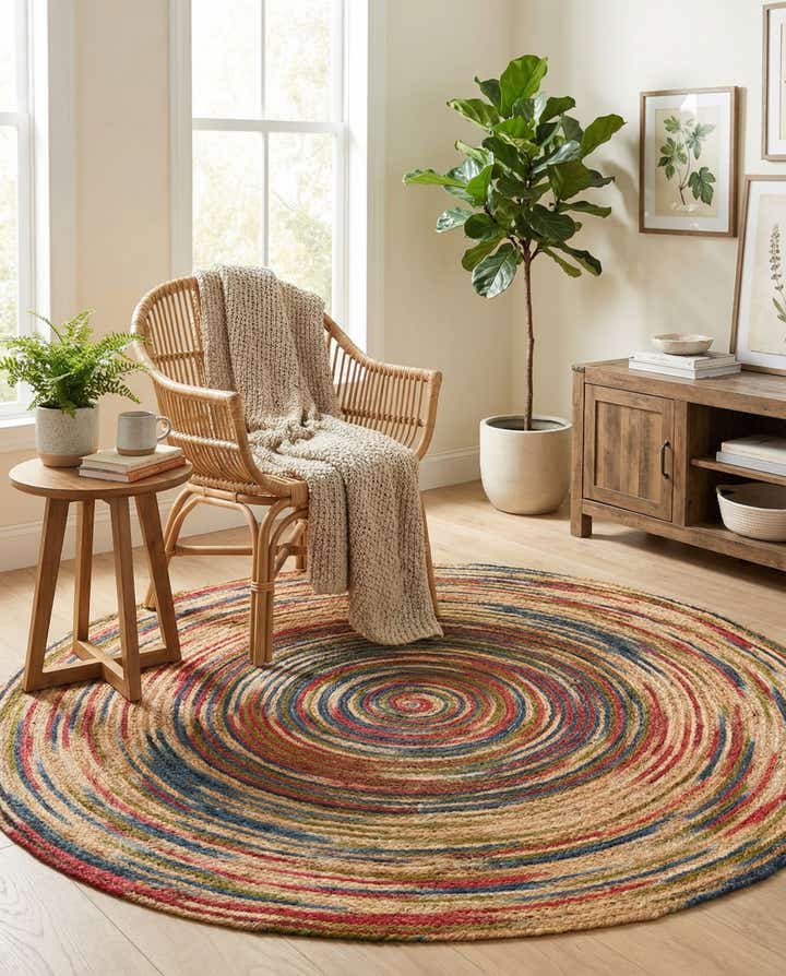 6' 1 x 6' 1 Handmade Braided Jute Round Rug
