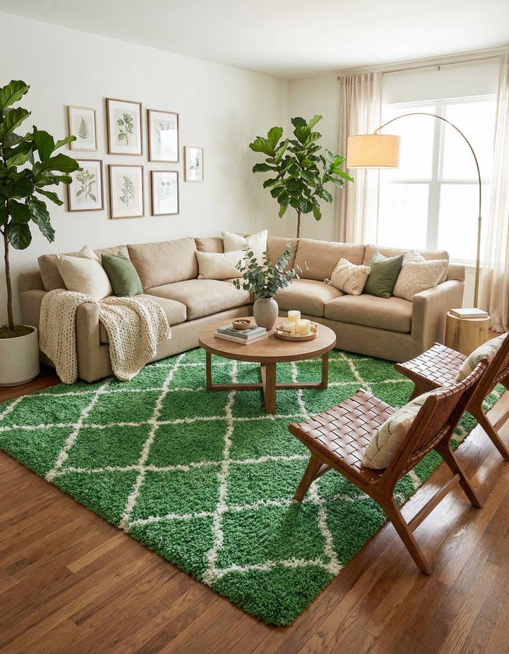 Detail image of 10' 8 x 14' Trellis Shag Rug