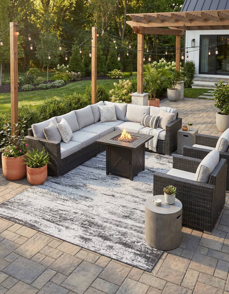 Detail image of 9' x 12'  Washable Modern Indoor / Outdoor Rug