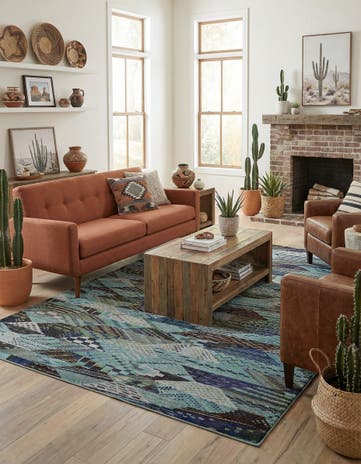 Blue Washable Mesa Rug
