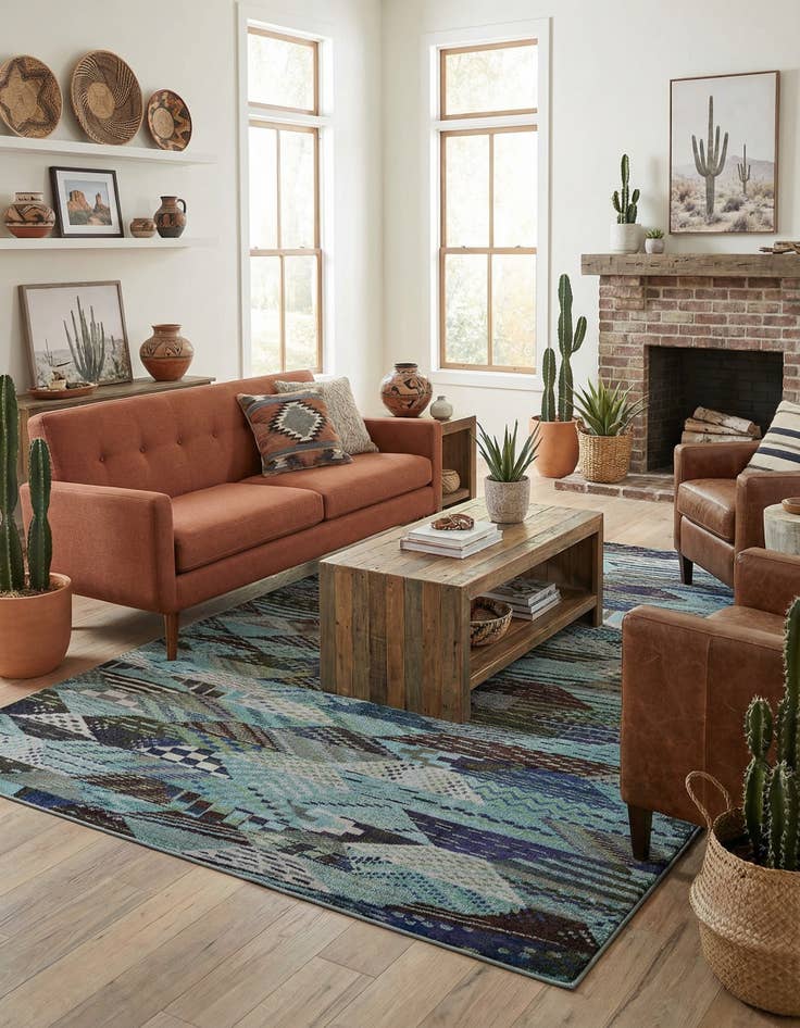 Detail image of 9' x 12'  Washable Santa Fe Rug