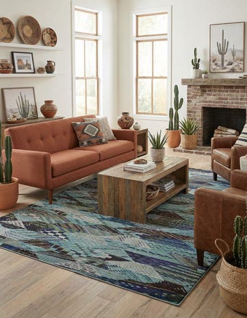 Blue Washable Mesa Rug