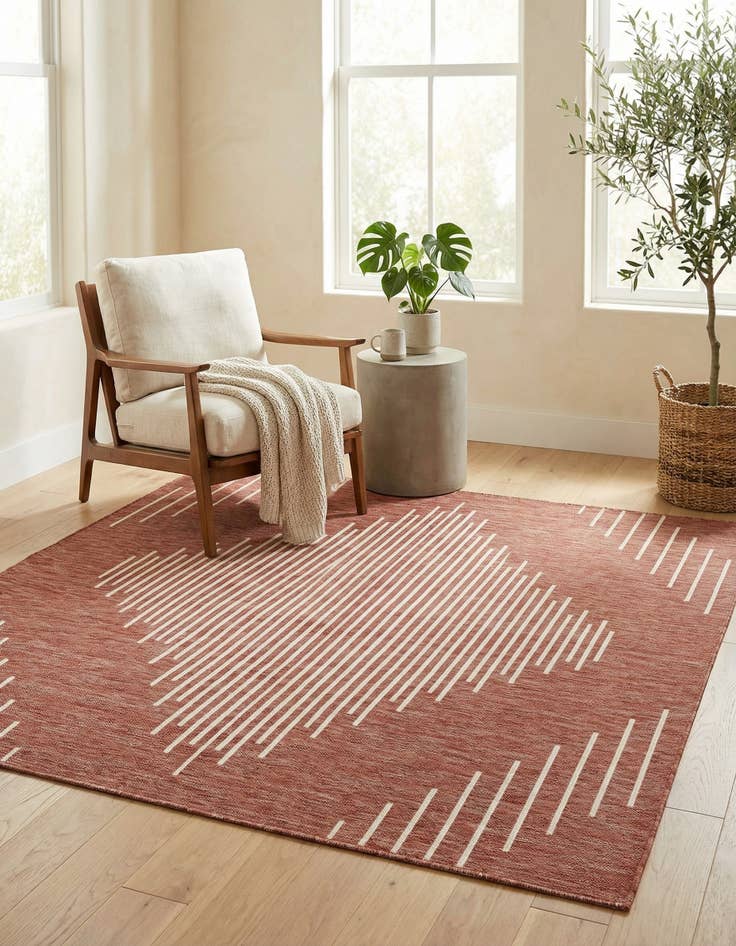 Detail image of  7' x 7'  Washable Modern Indoor / Outdoor Square Rug