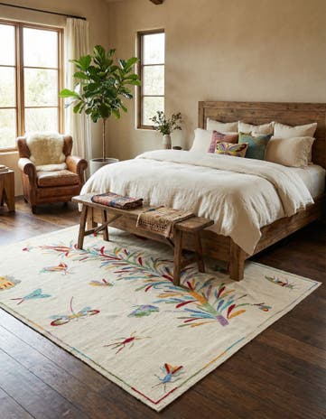5' 1 x 6' 4 Hand Woven Kilim Suzani Wool Rug