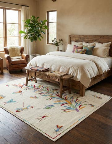 5' 1 x 6' 4 Hand Woven Kilim Suzani Wool Rug