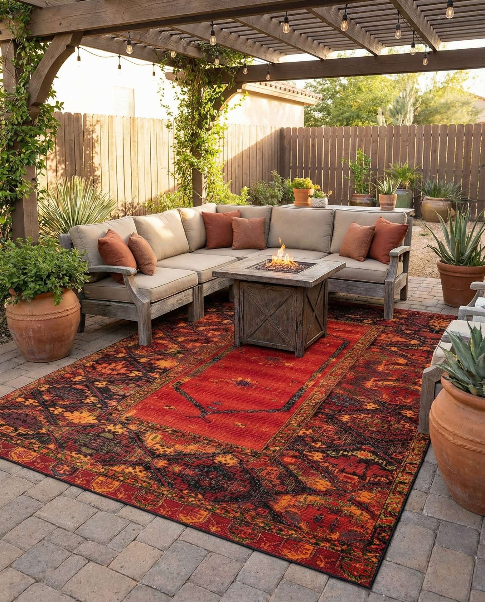 7' 10 x 11' Easy-Clean Tribal Indoor / Outdoor Rug