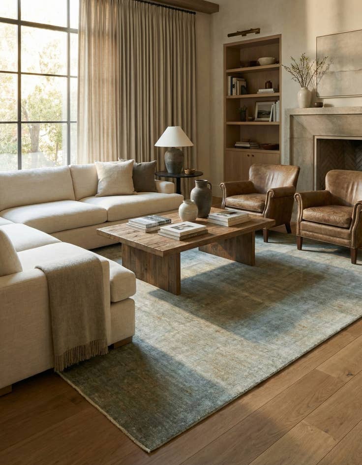 Detail image of  6' 10 x 9' 9  Hand Knotted Over-Dyed Ziegler Wool Rug