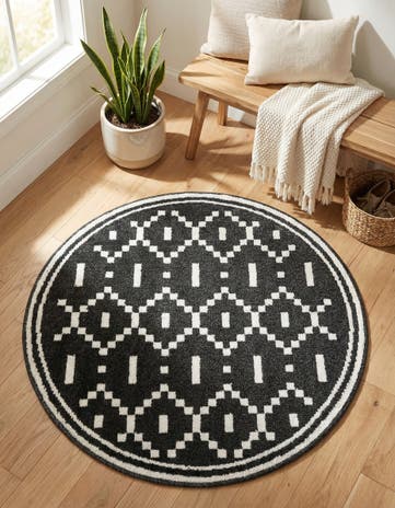 Black Oslo Round Rug