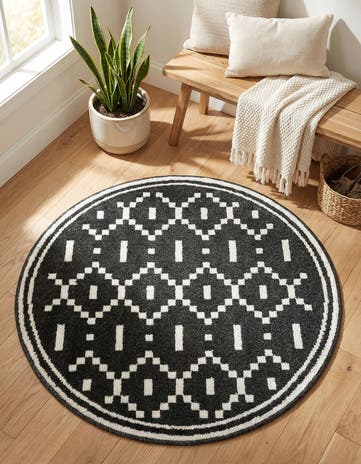 Black Oslo Round Rug