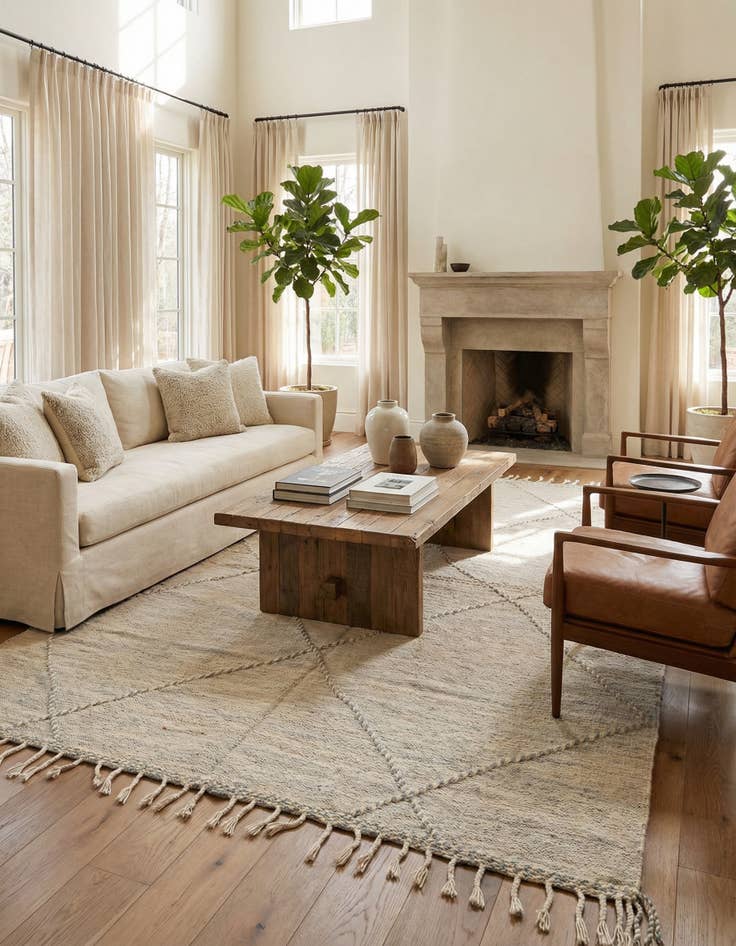 Detail image of  6' 8 x 9' 10  Hand Knotted Moroccan Wool Rug