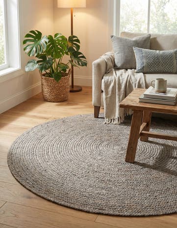 5' 1 x 5' 1 Handmade Braided Jute Round Rug