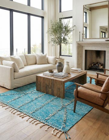 6' 9 x 9' 8 Hand Knotted Moroccan Wool Rug