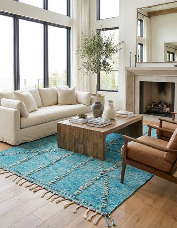 6' 9 x 9' 8 Hand Knotted Moroccan Wool Rug