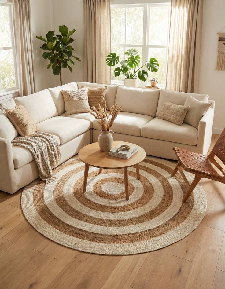 Detail image of 7' 1 x 7' 1  Hand Braided Jute Round Rug